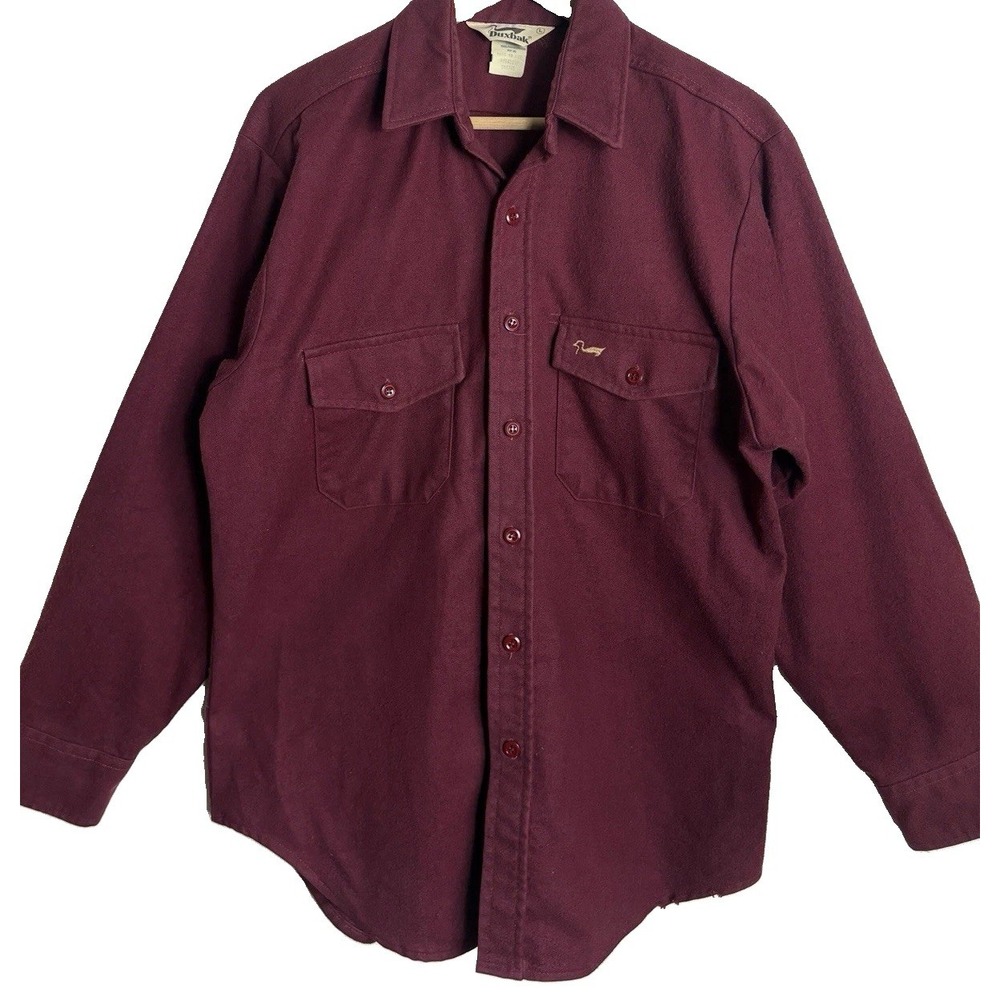 Vintage Duxbak Chamois Flannel Shirt Mens Large Oxblood Button Up USA Made